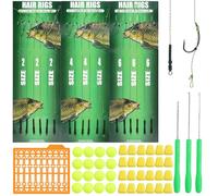 Carp Fishing Hair Rigs Baits Carp Rigs Kit Curved Barbed Hooks with Swivels and Boilies Corn Baits Beads Baiting Needles Tool Fishing Equipment Accessories 72pcs(8245 Hair Rig Kit)