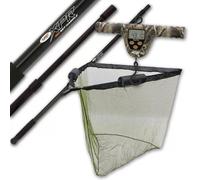 Carp Fishing Landing Net 42" Dual Float Metal V Block Spreader Green Stink Bag with 2m Telescopic Pole Handle Screw Fix & Digital Camo Scale 110lbs/50kg Essential Gear Tackle
