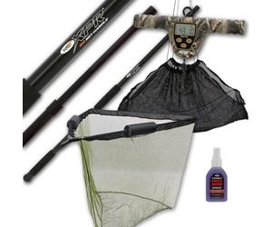 Carp Fishing Landing Net 42" Inch Dual Float Metal Spreader Stink Case 2m Net Telescopic Screw Fix Handle with Digital Camo Scale 110lbs/50kg Soft Mesh Weigh Sling & Fish Aid Spray Angler Gear Tackle