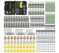 Carp Fishing Rig Making Kit Terminal Tackle Set - 216pcs Including Hooks Quick Change Swivels Safety Clips Beads Corns with Tackle Box (240pcs/box)