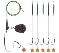 Carp Fishing Rigs Kit Carp Hair Rig Tackle Include Hooks, Swivels, Corn Bait, Leader Line, Handmade Setup Fishing Rigs Accessories (Type C)