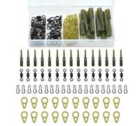 Carp Fishing Rigs Kit Running Rig Terminal Tackle Accessories Set Quick Change Swivel Snaps Run Rings for Helicopter Rig Connector Fishing Accessories(70pcs/box)