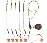 Carp Fishing Rigs Terminal Tackle Kit Hair Chod Helicopter Rig with Hooks Weights Swivel Snaps Sleeves Boilie Bait Rigs Setup Carp Fishing Accessories (Flat Pear Sinker Rigs, 3.5oz_98g)