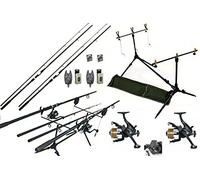 Carp Fishing Set / Kit 2 Rods 2 Reels 2 Alarms & Rod Pod by Angling Supplies