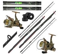 CARP FISHING SET UP 2 X 12FT CARP FISHING RODS + 2 X NGT CARP RUNNER CAMO REELS