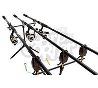 Carp Fishing Set Up 3 Matching 12 FT 2.75 TC 2 Piece Rods & Baitrunner Reels Pre Loaded Line