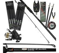 Carp Fishing Stalking Set up With Black 8FT Rod & Reel Bite Alarm Tackle Bundle
