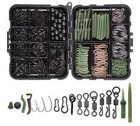 Carp Fishing Tackle Box Kit, 320Pcs/Box Carp Accessories Including Swivels Hooks Anti Tangle Sleeves Hook Stop Beads Boilie Bait Screw Leader Rigging