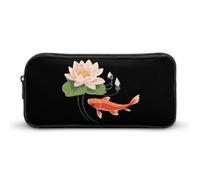 Carp Goldfish Lotus Flower Large Pencil Case Big Capacity Pencil Pouch Pen Bag Marker Pen Case for Women Men