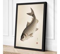 Carp in Contemplation Japandi Canvas Wall Art Print 36x24 Inch (91 x 61 cm)