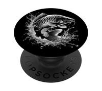 Carp Jumping on Chest - Fish Design for Anglers PopSockets Adhesive PopGrip