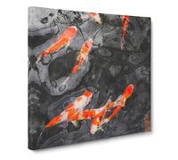 Carp & Koi Fish Canvas Print | Gallery Wrapped 30mm Frame Wall Art | 14x14 inches | Ready to Hang | Modern Animals Picture | Living Room Bedroom Lounge Office