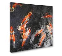 Carp & Koi Fish Canvas Print | Gallery Wrapped 30mm Frame Wall Art | 20x20 inches | Ready to Hang | Modern Animals Picture | Living Room Bedroom Lounge Office