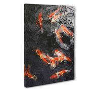 Carp & Koi Fish Canvas Print | Gallery Wrapped 30mm Frame Wall Art | 30x20 inches | Ready to Hang | Modern Animals Picture | Living Room Bedroom Lounge Office