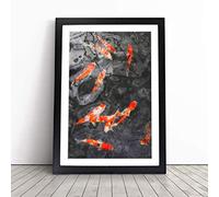 Carp Koi Fish Framed Wall Art Print A1 Black