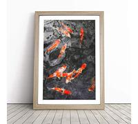 Carp Koi Fish Framed Wall Art Print A2 Oak | Ready to Hang, Satin Fine Art Paper, Fade-Resistant Inks, Acrylic Glazing, Securely Packaged, Made in the UK