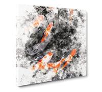 Carp & Koi Fish Watercolour Canvas Print | Gallery Wrapped 30mm Frame Wall Art | 20x20 inches | Ready to Hang | Modern Animals Picture | Living Room Bedroom Lounge Office