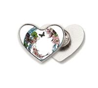 Carp Peony Lotus Pattern Geometry Heart Metal Pin Brooch Clip Love