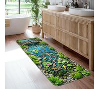Carp Runner Rug, Nature Artistic Lilies Pads Bridge Summer Blue Non-Slip Home Indoor Pattern Carpets Non Shedding for Kitchen Laundry Room Doorway Entryway Decor 2x6 Ft