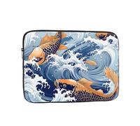 Carp with Wave Patterned Laptop Case Sleeve 15 inch Laptop Bag Shockproof Computer Carrying Cover Protective Notebook Case