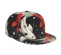 Carp Yin Yang Symbol Japanese Style Ink Red White Baseball Hats Snapback Adjustable Dad Trucker Flat Bill Visor Baseball Caps For Men Women
