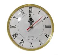 Carpango 130mm Quartz Clock Insert, Round Quartz Movement Miniature Clock Roman Numeral DIY Replacement(Gold)