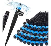 Carpathen 30pcs Drip Irrigation Emitters - 1/4" Drip Irrigation System Push-to-Connect - Adjustable 360 Degree Drip Emitters Vortex on 6" Sturdy Stake - Irrigation Drippers for Garden Watering System