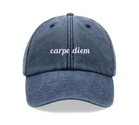 Carpe Diem Baseball Cap Vintage Washed Unisex Dad Hat Low Profile Adjustable Blue Denim