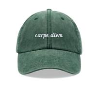 Carpe Diem Baseball Cap Vintage Washed Unisex Dad Hat Low Profile Adjustable Bottle Green