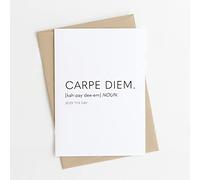 Carpe Diem Definition Positivity Birthday Card For Friends Inspirational Happiness Minimalist Black And White Simple Blank Greetings Cards A6