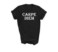 Carpe Diem T-Shirt, Funny T-Shirt Latin Seize The Day (Medium) Black