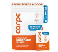 Carpe On-The-Go Antiperspirant Body Wipes For Deodorizing, Cleansing, And Sweat Blocking When Youâ€™Re On The Move, 15 Residue Free, Individually Wrapped Wipes, Light And Refreshing Scent