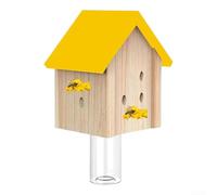 Carpenter Bee Trap, Pack Barn Style Wooden Hanging Box, Effective Design, Weather-Resistant Pine Construction with Screws, Garden Yard Protection for(Yellow)