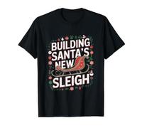 Carpenter Building Santa's New Sleigh Christmas Carpenter Value Graphic T-Shirt, Men, Black, M