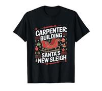 Carpenter Building Santa's New Sleigh Christmas Carpenter Value Graphic T-Shirt, Men, Black, M