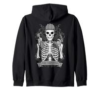Carpenter Skeleton Vintage Tarot Card DIY Handyman Mechanic Zip Hoodie