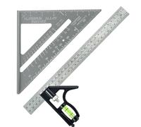 Carpenter Square, 7 Inch Square Tool with 12-Inch Angle Ruler, Precise Metal Carpenter Tools for Woodworking, Measurement Speed with Level Rafter