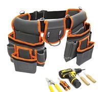 Carpenter Tool Belt | 2 Magnetic Pouches with Suspenders | 18-Pocket Heavy Duty Work Tool Belt - for Father Mechanic Homeowner Construction Carpentry Plumbing Framingg