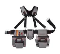 Carpenter Tool Belt - Nylon & Polyester, Sturdy, Ergonomic, Spacious | Professional Work Belt with Suspenders, 12-Pocket Organizer for Construction, Framing, Auto Repair & Gardening