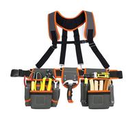 Carpenter Tool Belt | Quick-Release with Suspenders,18-Pocket Heavy Duty Work Tool Belt - for Father Mechanic Homeowner Construction Carpentry Plumbing Framingg