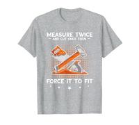 Carpenter Woodworker Measure Twice Wood Working Carpentry T-Shirt, Men, Heather Grey, 3X-Large