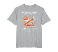 Carpenter Woodworker Measure Twice Wood Working Carpentry T-Shirt, Men's Big and Tall, Heather Grey, 5X Tall