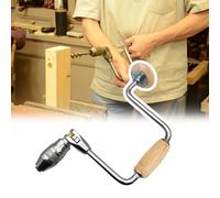 Carpenters Bit Brace Hand Crank Drill with 12-Inch Swing Arm, Comfortable Non-Slip Handle, Ideal for Woodworking, Easy to Use Hand Tool (Bit Brace) (Wooden Handle)
