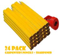 CARPENTERS PENCILS 24 PACK BOX MARKING TIMBER BRICK JOINTER + SHARPENER U138