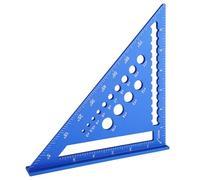 Carpenter's Square 180 mm, Multifunctional Try Square, Aluminium Try Square, Stop Ruler, Protractor, Triangle Ruler 45 and 90 Degree Angle, for Carpenters, Engineers, Marking Gauge Blue
