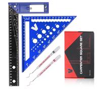 Carpenter's Square Set - Multifunctional 180 mm and 300 mm Try Square for Marking Out and Drawing, High-Precision Woodworking Tool (Blue)