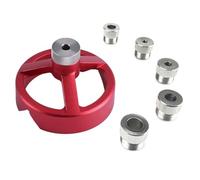 Carpenter's Vertical Drill Guide, 7Pcs/Set Woodworking Drill Jig Positioning Kit Aluminium Alloy Self-Centering Drill Bit Guide 5/6/7/8/9/10mm Hole, for Electric Power Hand Drill (Red)