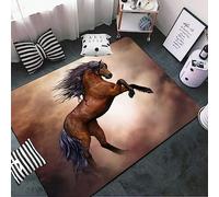 Carpet 3D Printed Brown Horse Animal Mats Office Kitchen Bedroom Playroom Bathroom Children'S Room Hallway Hallway Living Room Doormat Carpet Anti-Slip Doormat Washable 100 X 150 Cm -1Z5V/T0V4-3M3S+Q