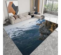 Carpet Animals Wolves Mountains Clouds Rugs Non Slip Rubber Backing 4.6 x 6.6, Carpets Washable Soft Short Pile Floor Fluffy Mats Non Shedding, for Kids Office Dining Room Kitchen Dark Blue