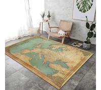 Carpet Bedroom Ancient European Map Print Living Room Rug Decoration Cyan And Brown Non-slip Area RugFloor Rugs Washable Non-Slip Breathable For Living Room Bedroom Home Decor,